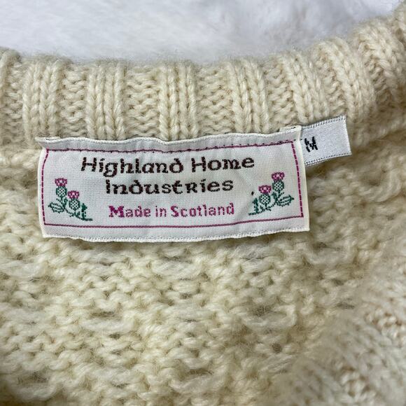 🔥Highland Home Industries Scotland Wool Aran Cable Knit Fisherman Preppy Sweater - Picture 11 of 15